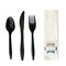 Boardwalk 6-Piece 5.86 in. Plastic Fork/Knife/Napkin/Pepper/Salt/Spoon Cutlery Kit - Black (250/Carton)